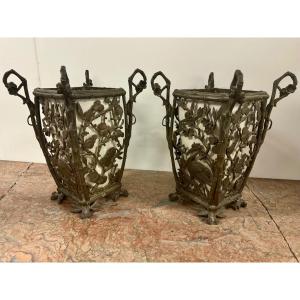 Pair Of Japanese Bronze Gardeners 