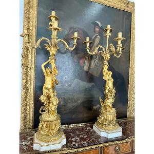 Pair Of Gilt Bronze Candelabra 