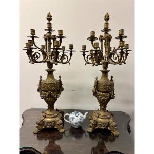 Pair Of Bronze Candelabra