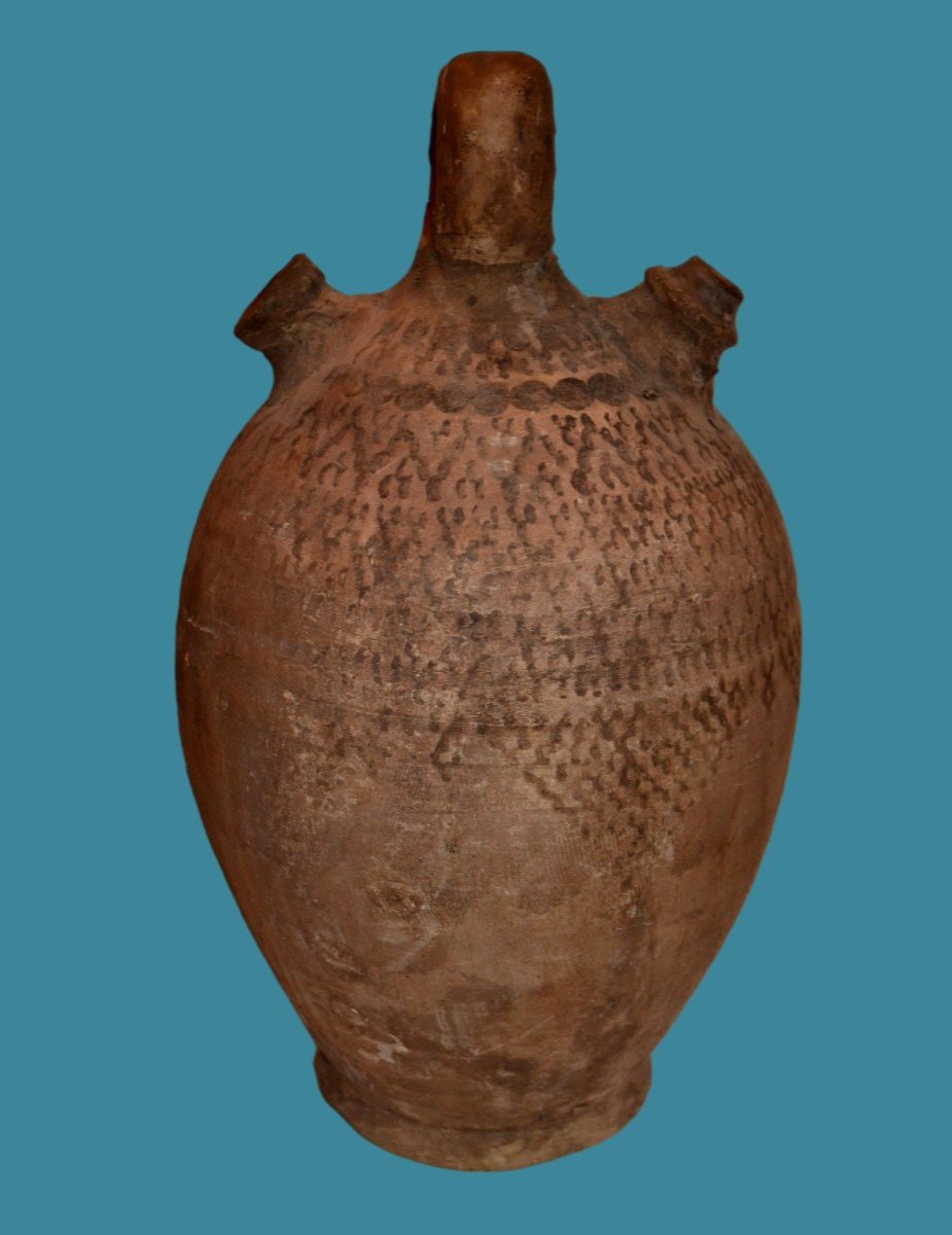 Gargoulette Berbère, Ht 44 cm, terre cuite peinte à la main, Haouz, Maroc, début du XXème S-photo-4