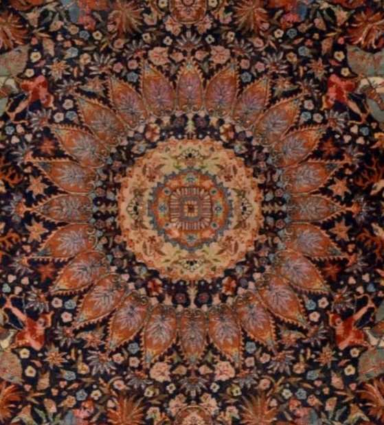 Tapis de chasse Tabriz, Indo-persan, 138 x 220 cm, laine nouée main vers 1960-1970, superbe-photo-4