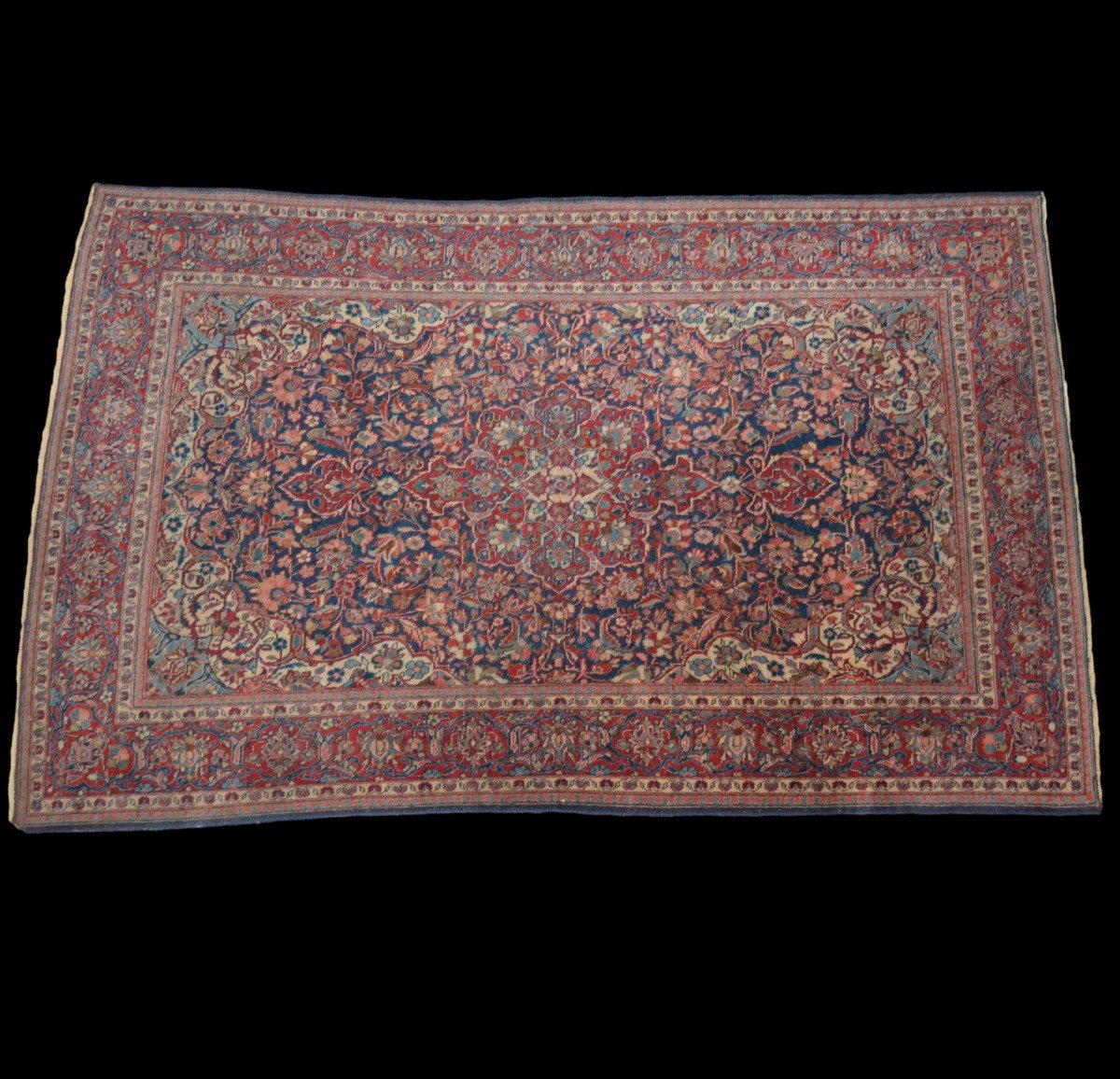 Old Kashan Rug, Persian, 131 X 207 Cm Hand-knotted Wool In Persia Early 20th Century-photo-2