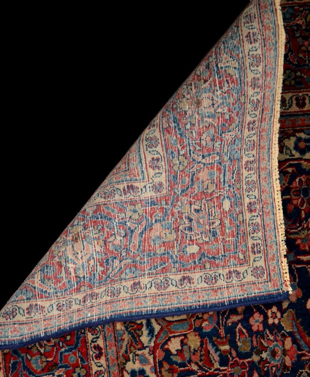Old Kashan Rug, Persian, 131 X 207 Cm Hand-knotted Wool In Persia Early 20th Century-photo-7
