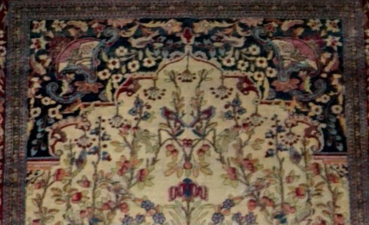 Tapis Ispahan ancien de forme prière, 137 x 207 cm, laine nouée main Perse (iran) fin du XIXème-photo-5