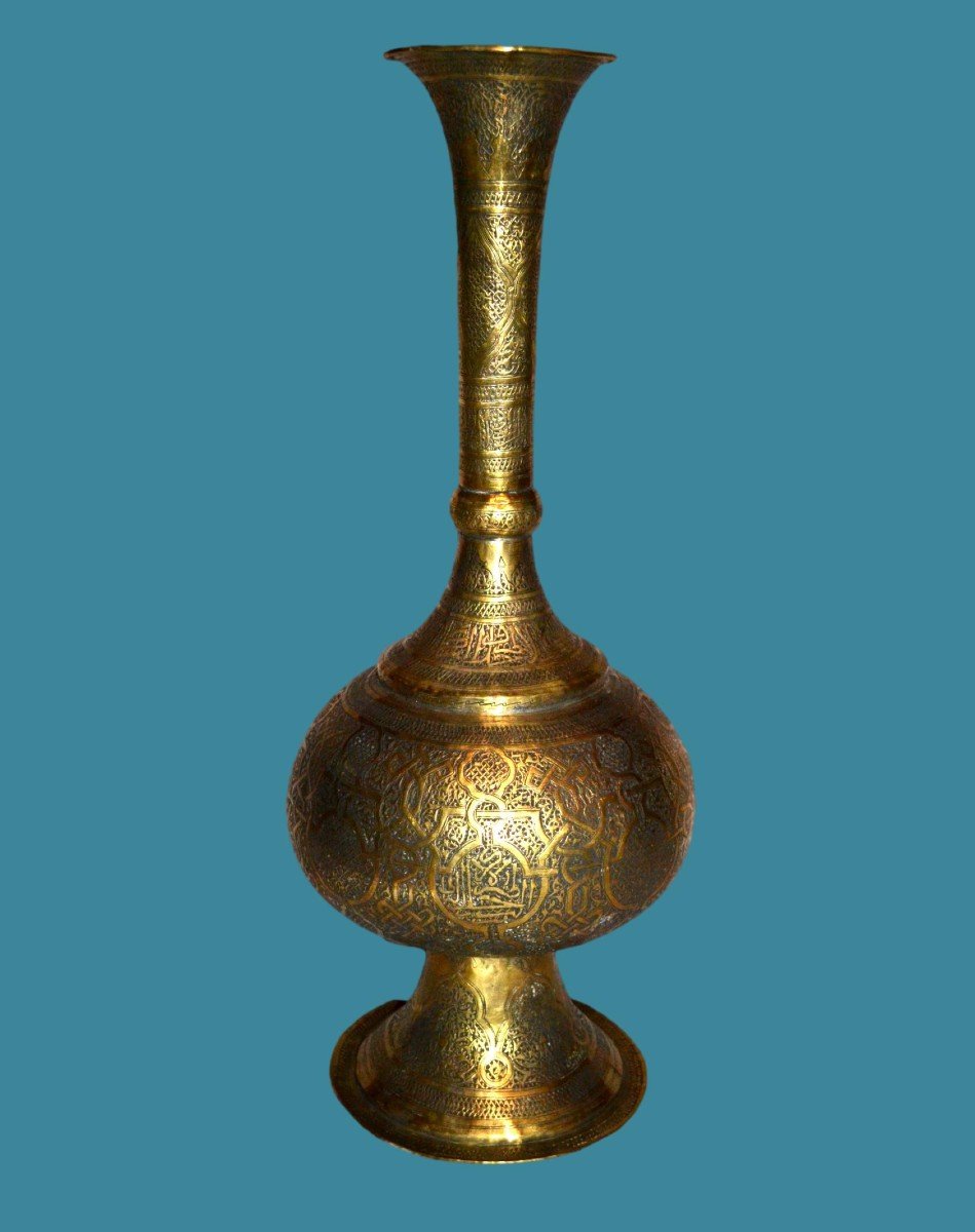 Important Islamic Vase, Ht 53 Cm, Chiseled Copper, Art Of Islam, XIXth Century-photo-4