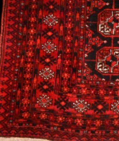 Tapis Afghan, 100 cm x 192 cm, laine nouée main en Afghanistan vers 1970, parfait état-photo-5