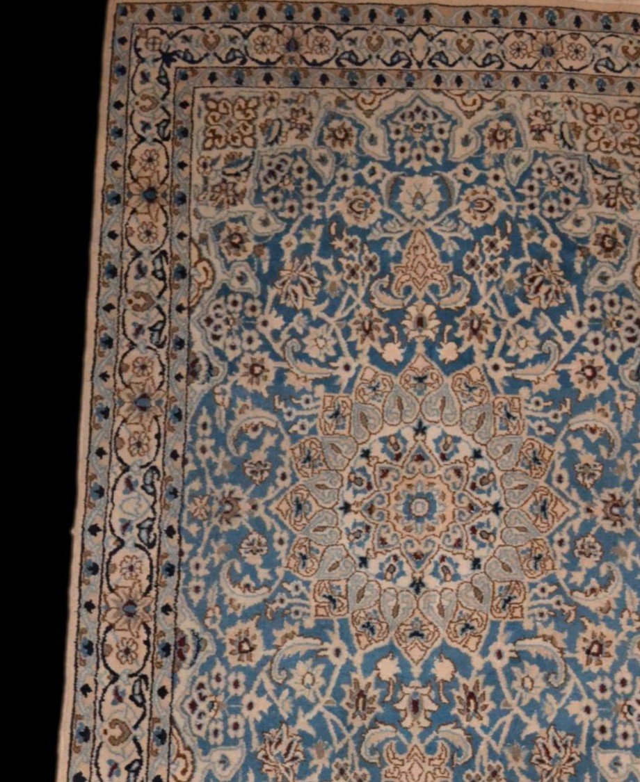 Tapis Na'in, Persan, 120 x 210 cm, laine & soie nouées main en Iran, vers 1970, en très bon état-photo-3