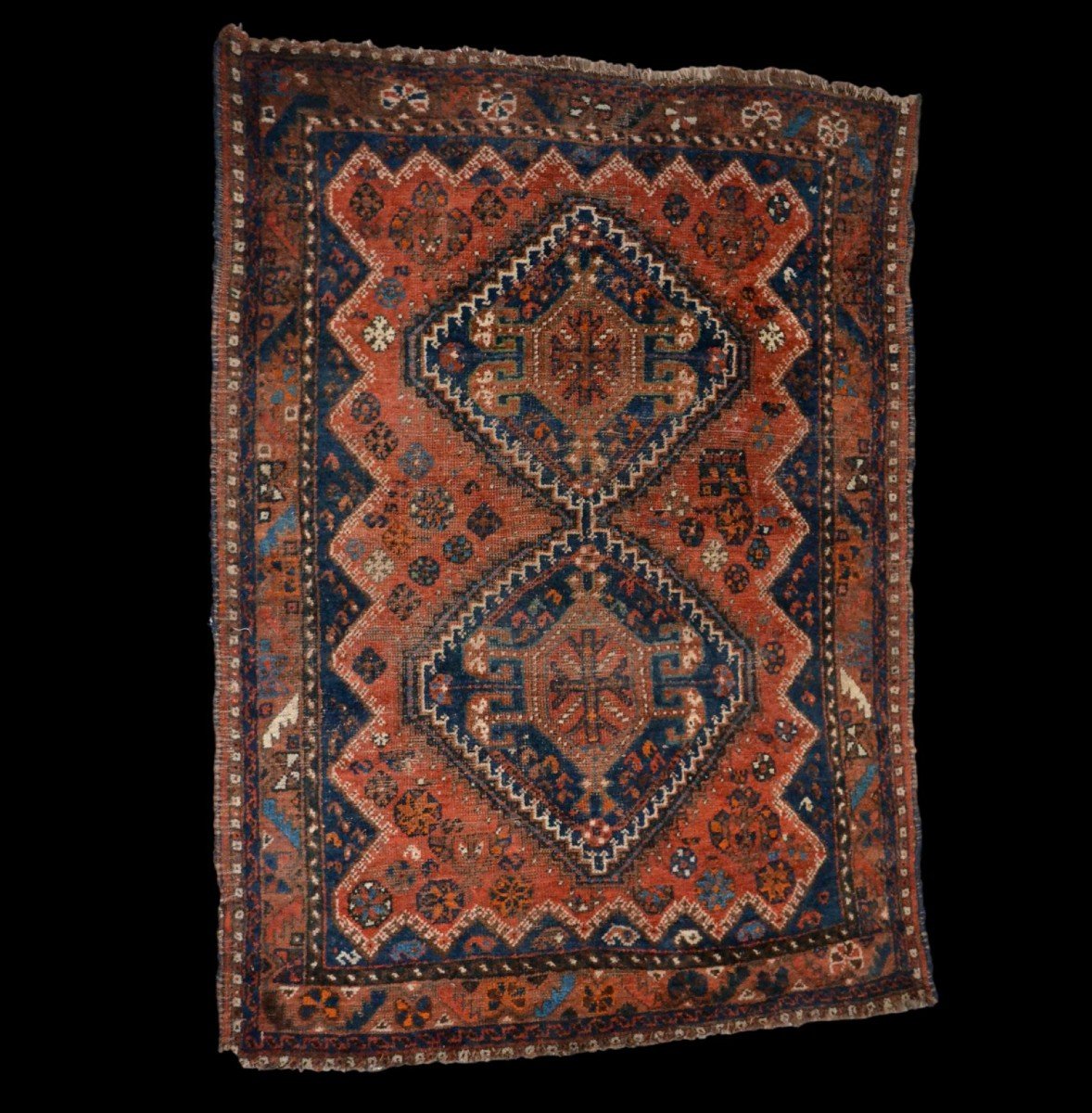 Gashghaï Rug, Hand-knotted Wool On Wool, 115 X 152 Cm, Iran, Early 20th Century, In Very Good Condition-photo-3