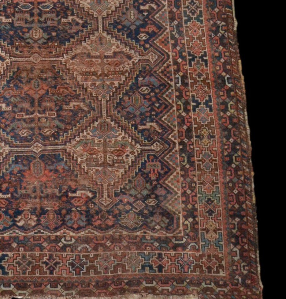 Khamseh Nomad Carpet, 172 X 198 Cm, Wool On Wool, Hand-knotted In Iran, Early 20th Century-photo-3