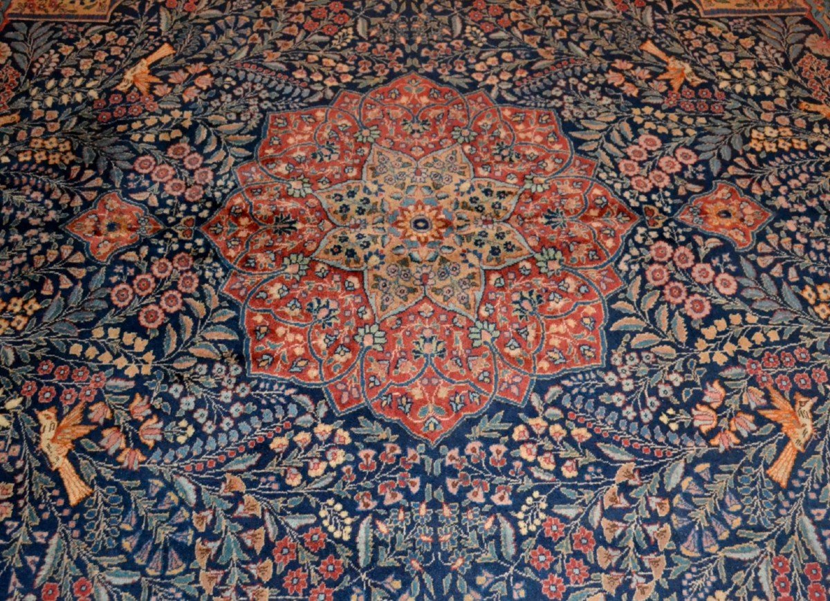 Tapis Tabriz ancien art déco, 272 x 328 cm laine nouée main en Iran vers 1910-1930-photo-4