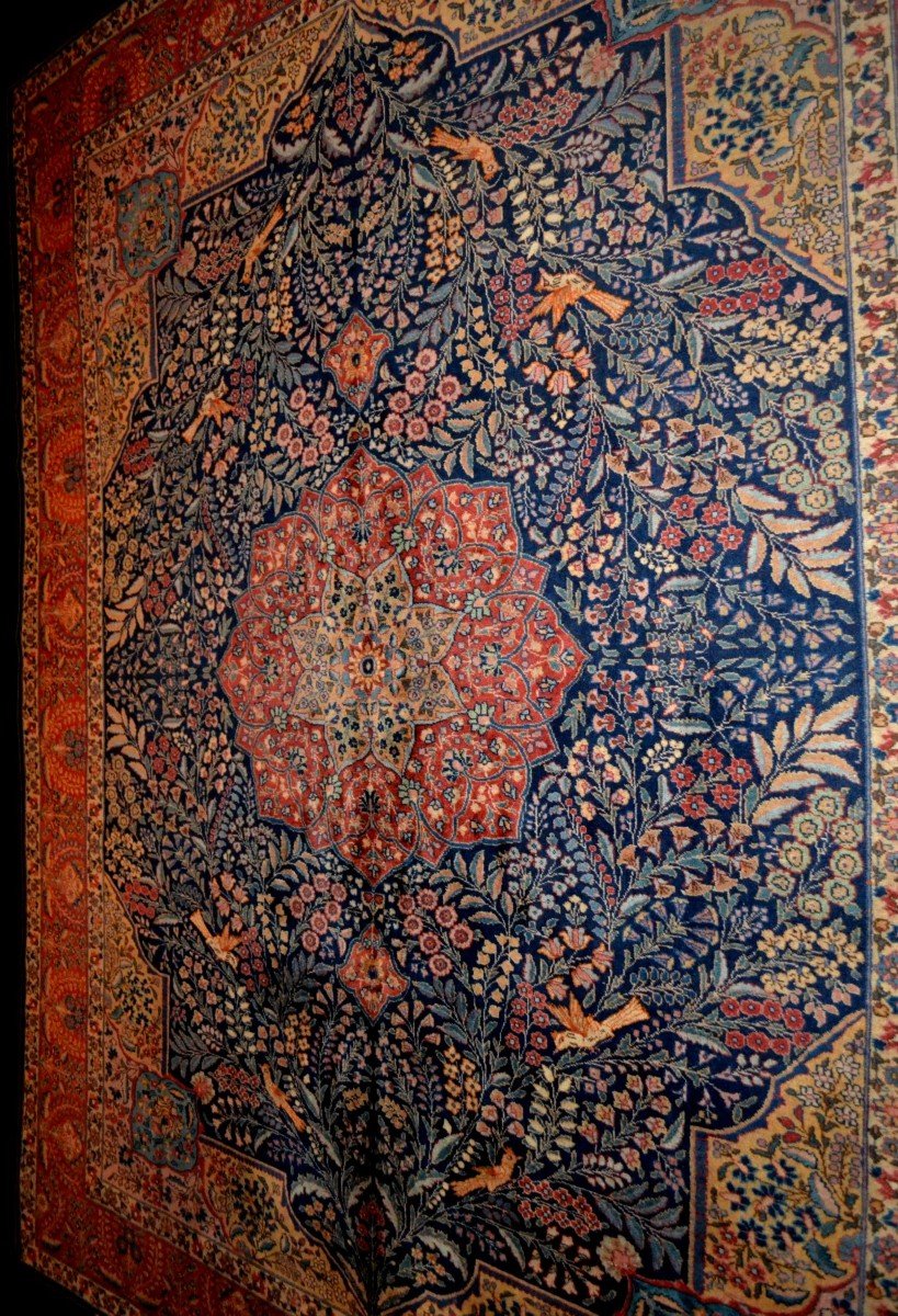 Tapis Tabriz ancien art déco, 272 x 328 cm laine nouée main en Iran vers 1910-1930-photo-1