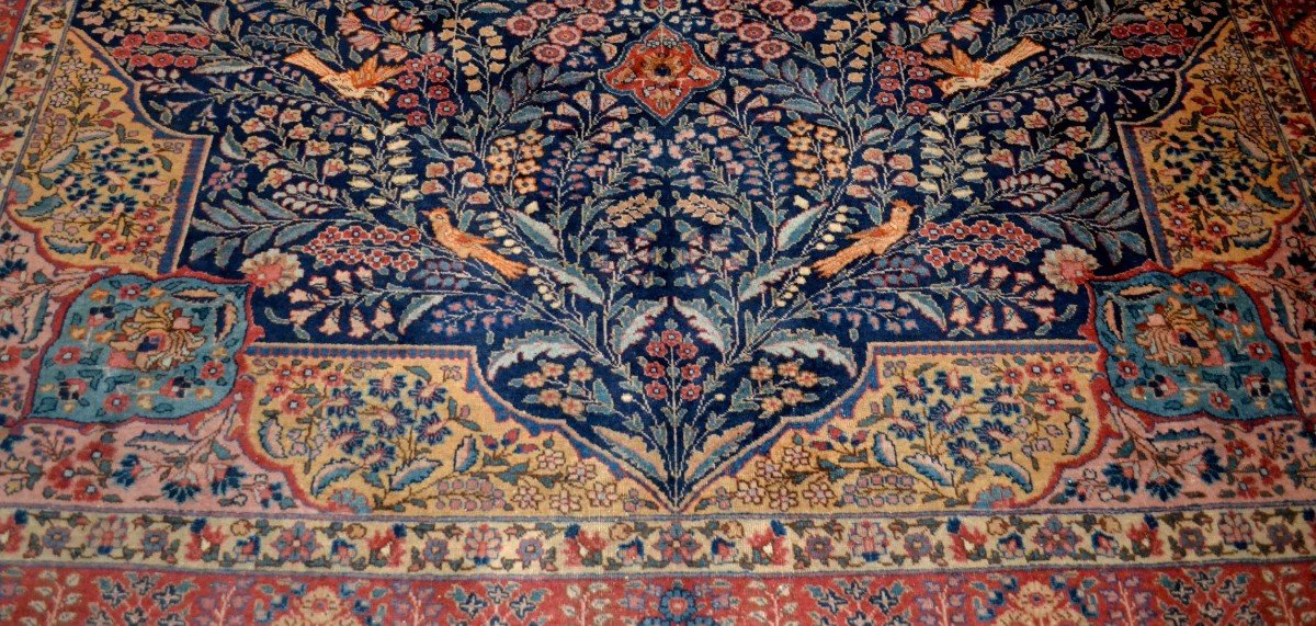 Tapis Tabriz ancien art déco, 272 x 328 cm laine nouée main en Iran vers 1910-1930-photo-4