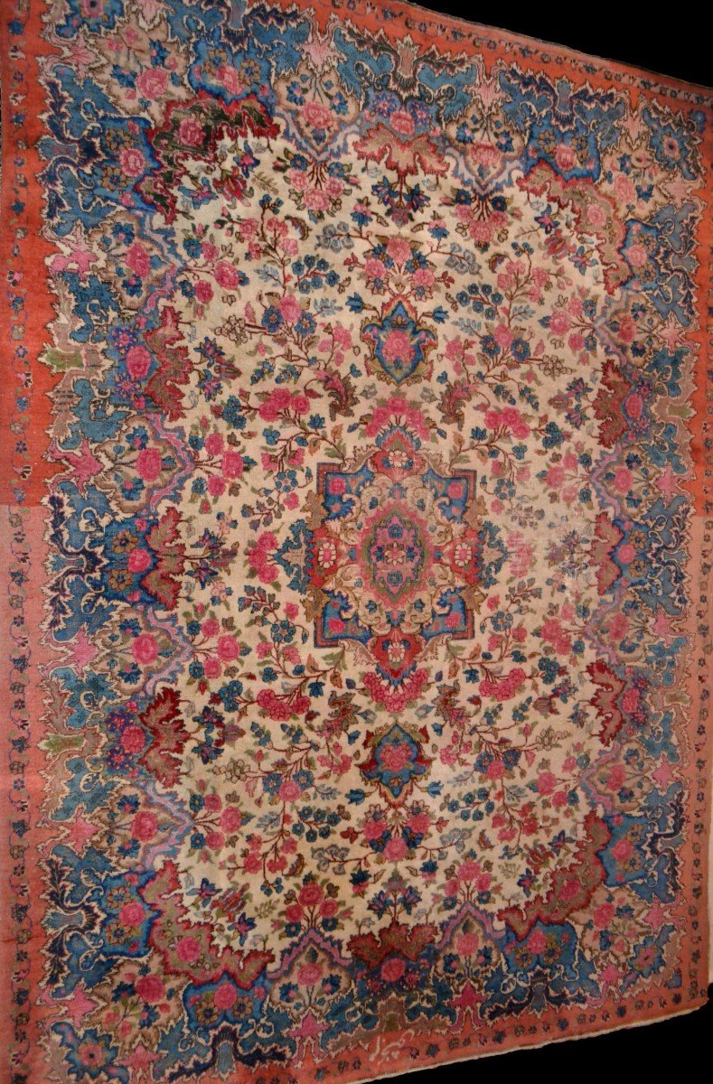 Tapis Kirman signé, art nouveau, 255 x 345 cm, laine nouée main, Perse, début du XXème siècle-photo-2