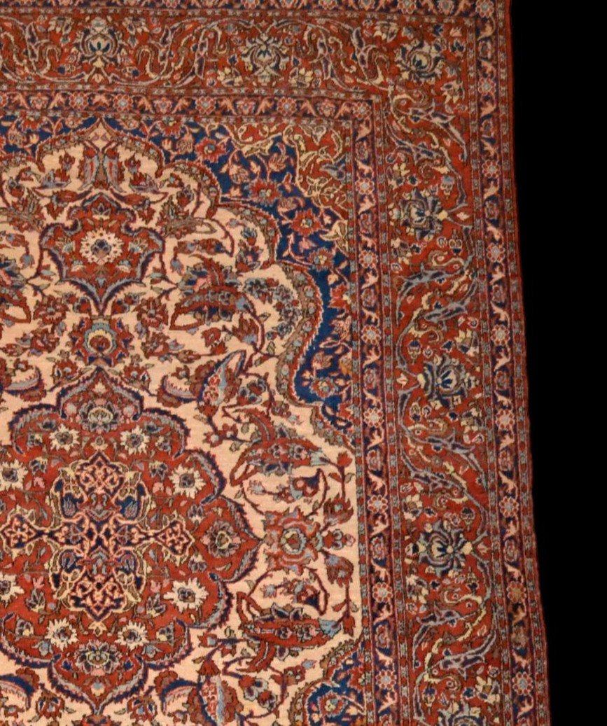Ispahan ancien, Perse du XIXème, 144 cm x 217 cm, laine nouée main de qualité musée, collection-photo-2