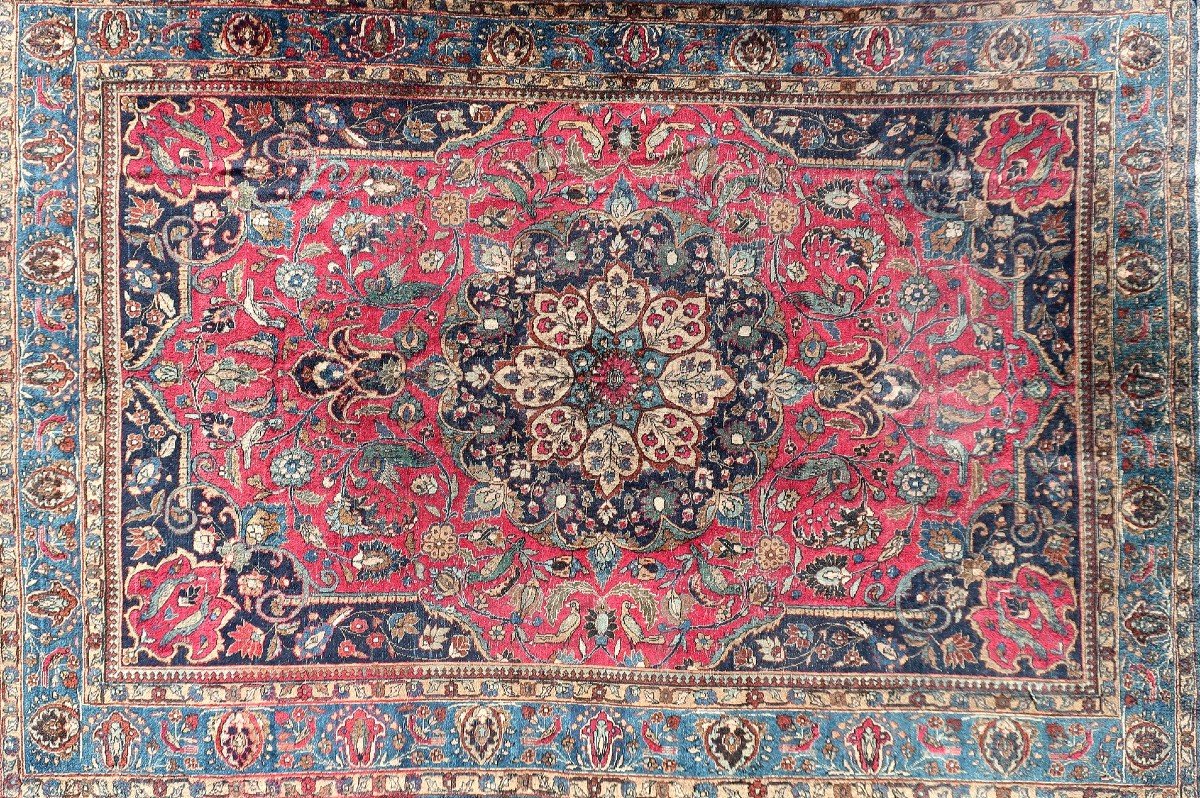 Ancient Macchad, 244 Cm X 360 Cm, Hand-knotted Wool At The Beginning Of The 20th Century, Persia,-photo-2