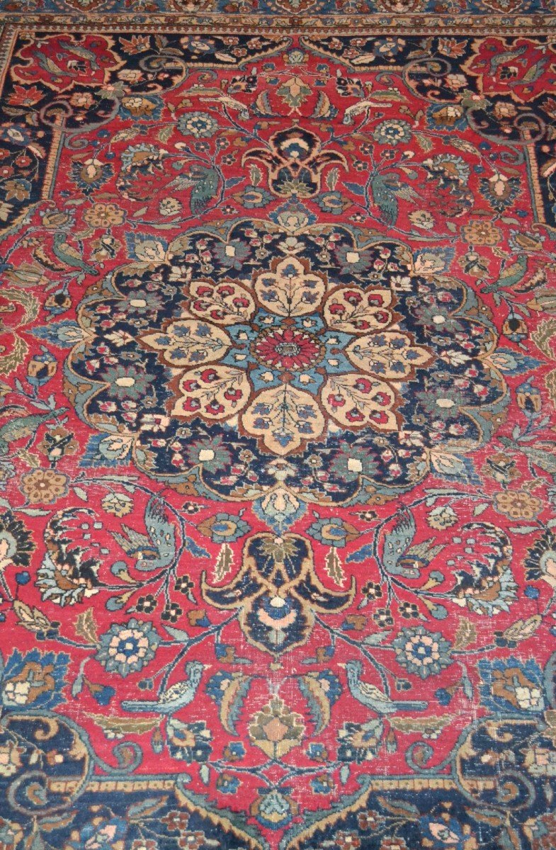 Ancient Macchad, 244 Cm X 360 Cm, Hand-knotted Wool At The Beginning Of The 20th Century, Persia,-photo-3