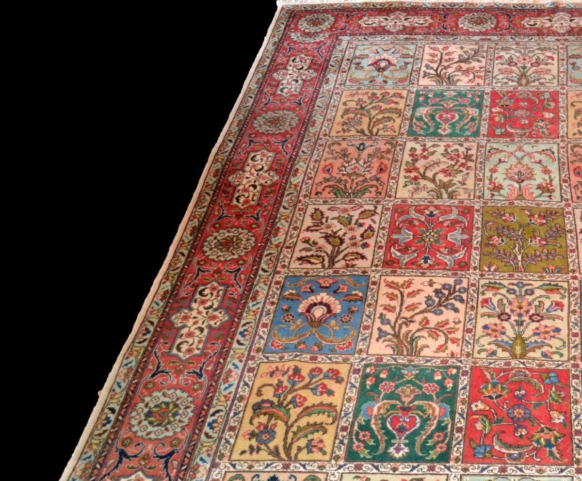 Tabriz In The Four Seasons, 280 X 396 Cm, Kork Wool, Hand-knotted In Iran Around 1980, Very Good Condition-photo-1