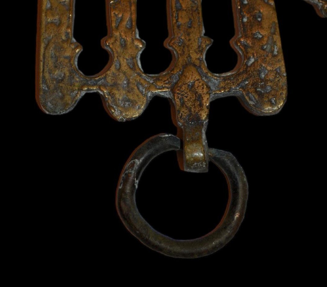 Heurtoir de porte, Hamsa, bronze doré, Fez, Maroc début du XXème siècle-photo-1