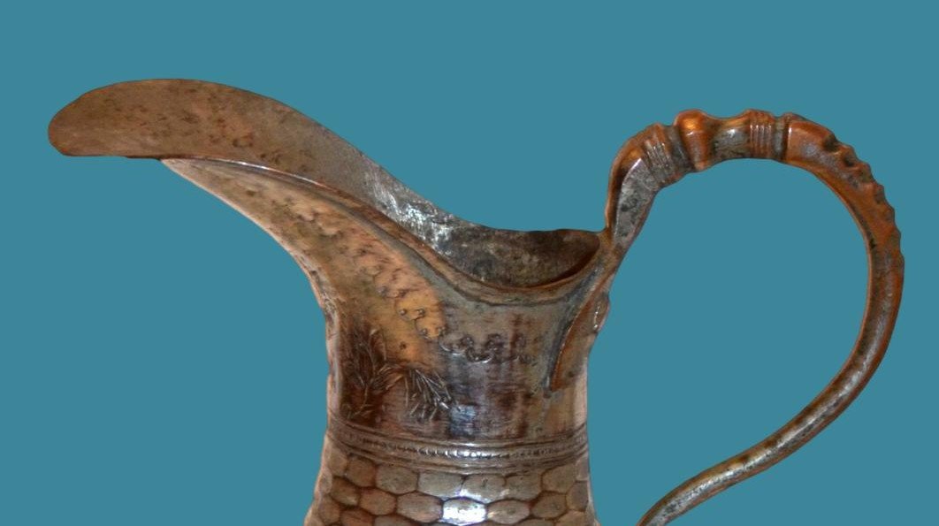 Persian  Bronze Ewer, Doltcha,19th Century, Decorated On All Sides-photo-1