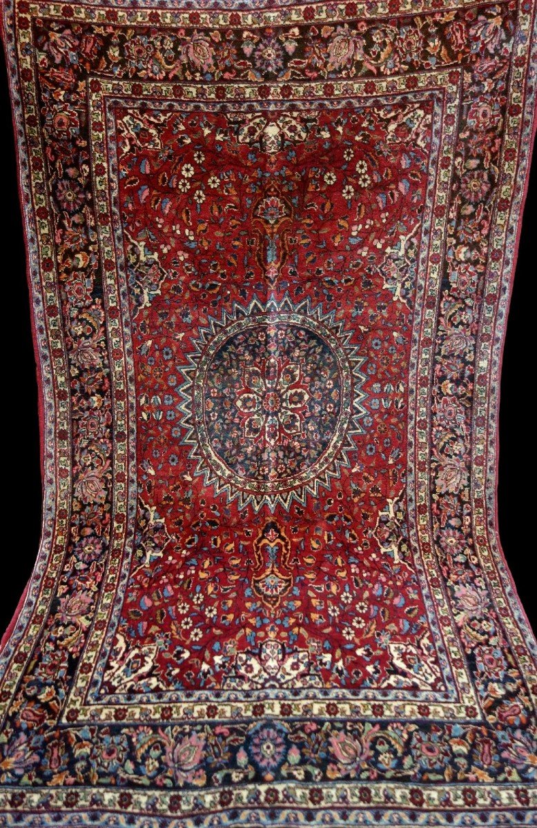 Persan Macchad, 137 cm x 230 cm, laine nouée main en Iran vers 1950-1960 en bon état-photo-1