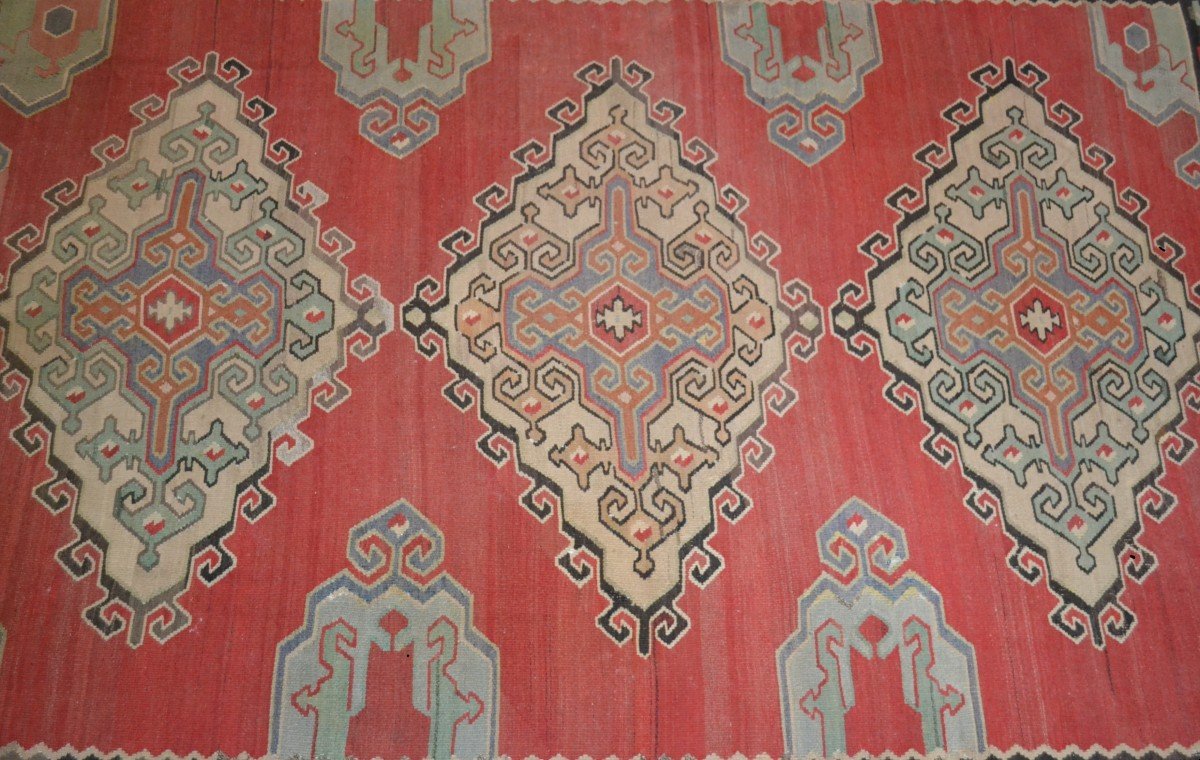Important et lourd Kilim, 258 cm x 350 cm, laine vers 1960/1970, Anatolie, Turquie, très beau-photo-1