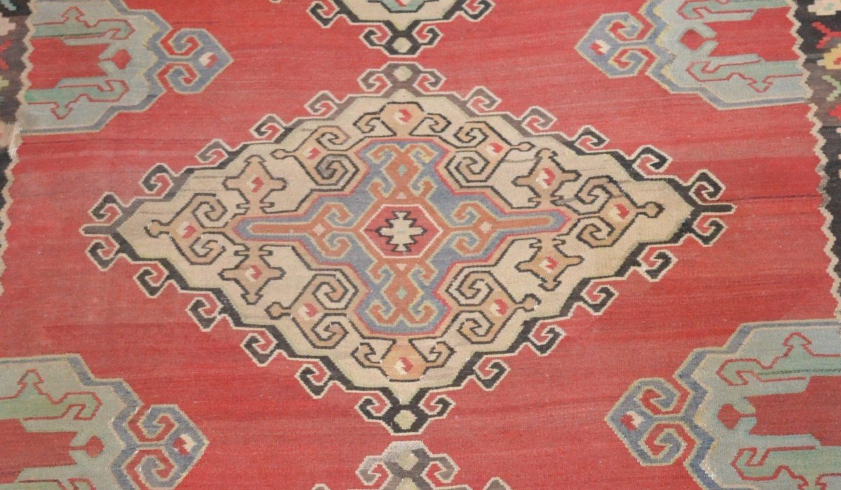 Important et lourd Kilim, 258 cm x 350 cm, laine vers 1960/1970, Anatolie, Turquie, très beau-photo-3