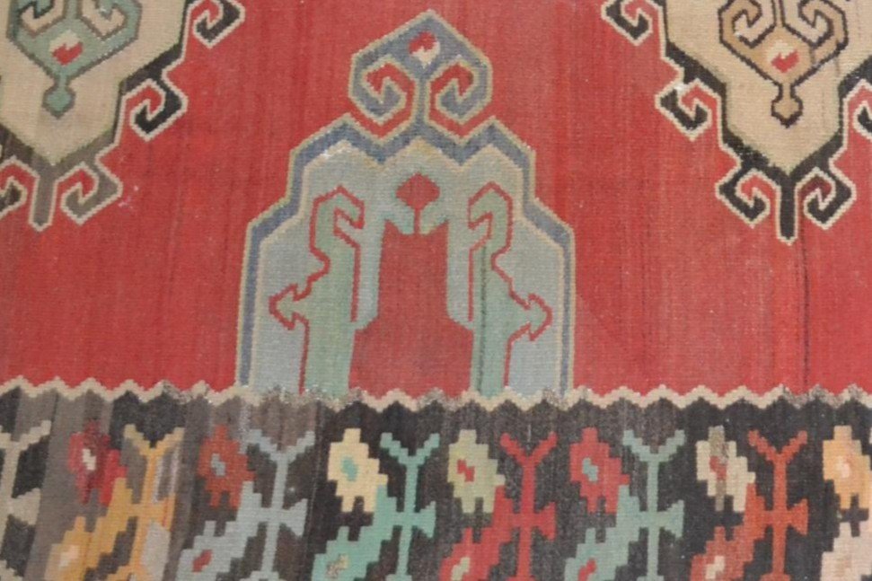 Important et lourd Kilim, 258 cm x 350 cm, laine vers 1960/1970, Anatolie, Turquie, très beau-photo-4