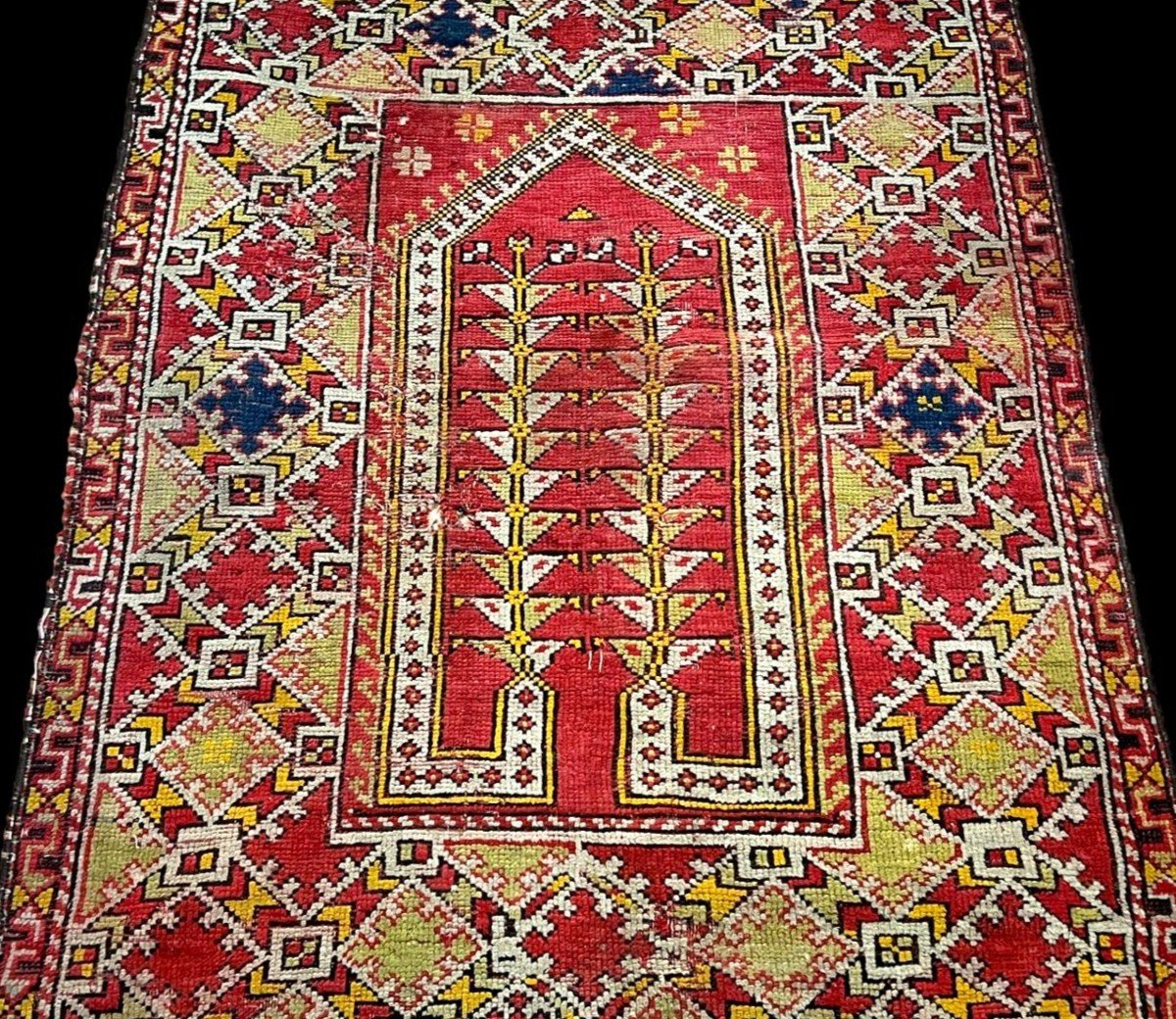 Rare Old Avunya, 95 Cm X 135 Cm, Hand-knotted Wool In Turkey, Marmara Region, Collection-photo-3