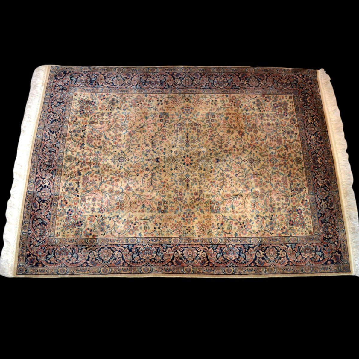 Agra, Hand-knotted Wool, 170 X 238 Cm, Very Comfortable Rug, India Around 1970, Floral Decoration-photo-2