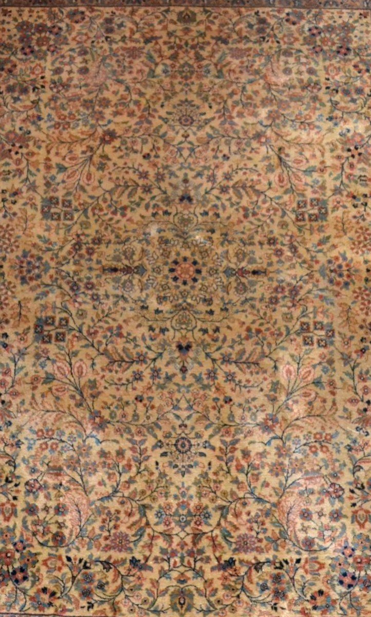 Agra, laine nouée main, 170 x 238 cm, tapis de très grand confort, Inde vers 1970, décor floral-photo-3