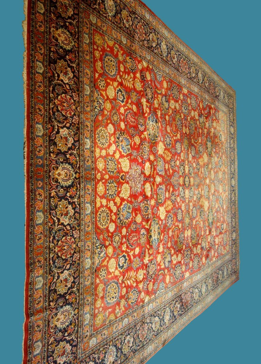 Kashan Kork Wool, 320 Cm X 428 Cm, Hand-knotted In Iran Around 1970-1980, Floral Decoration-photo-2