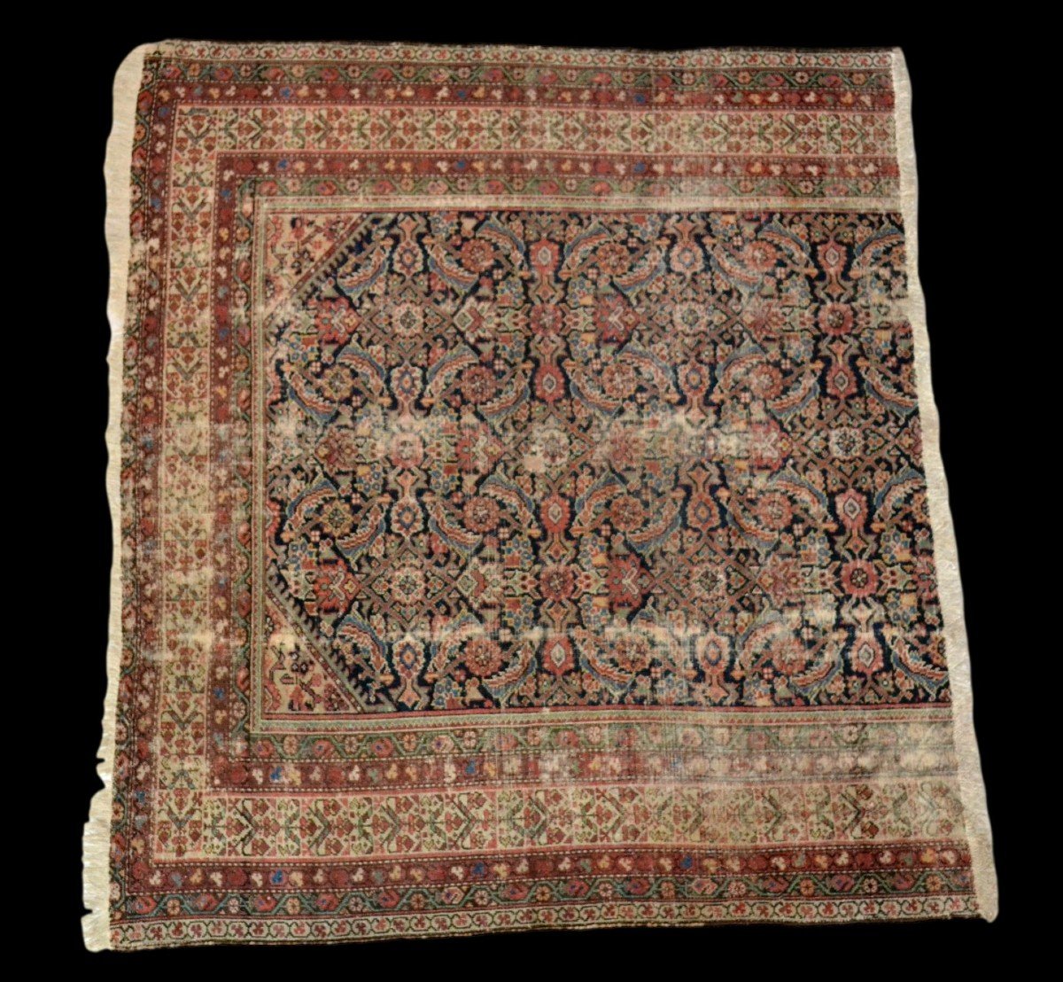 Ferahan ancien, rare fragment XVIIIème, 127 x 146 cm, laine nouée main, Perse, bonne condition-photo-3