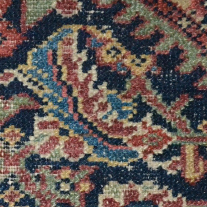 Old Ferahan, Rare 18th Century Fragment, 127 X 146 Cm, Hand-knotted Wool, Persia, Good Condition-photo-3