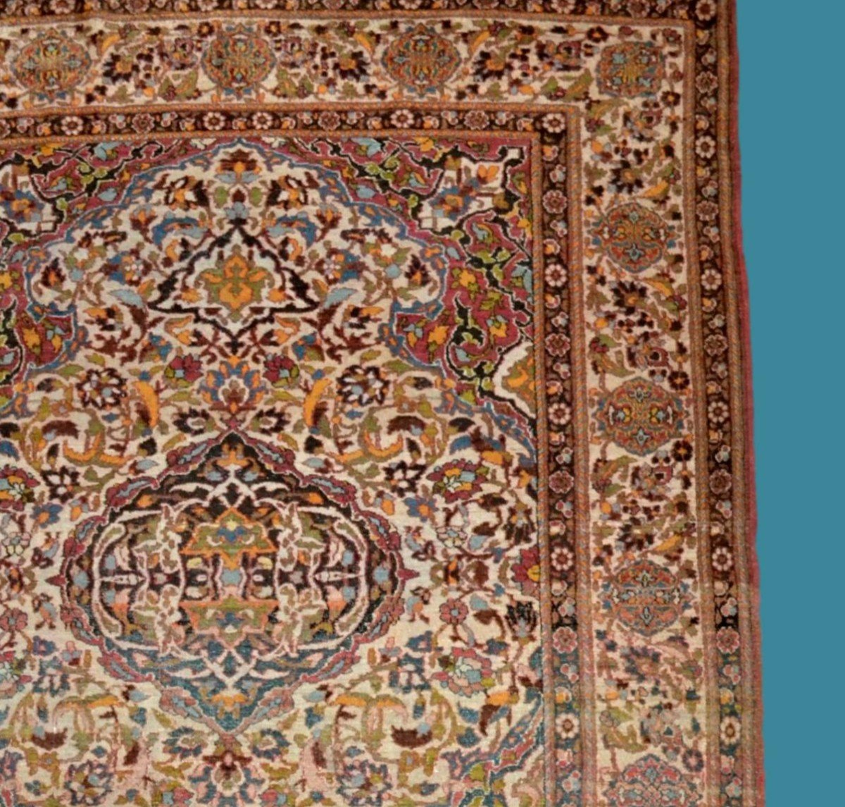 Ancient Isfahan, 157 Cm X 207 Cm, Hand-knotted Wool In Persia, Iran, Under The Kadjar Dynasty-photo-4