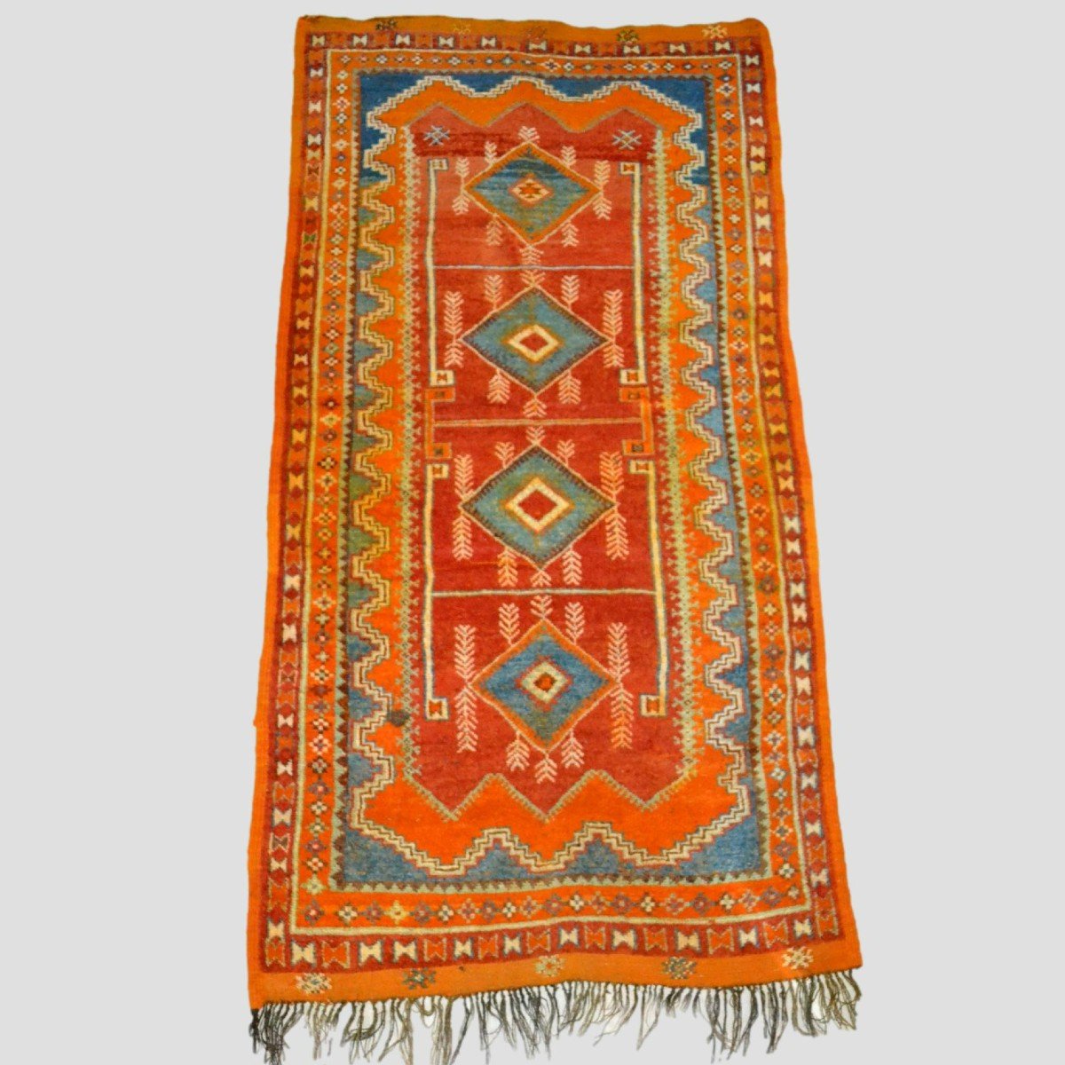 Berber, High Atlas, Morocco, 133 Cm X 267 Cm, Hand-knotted Wool On Wool Circa 1950-1960, Superb-photo-3