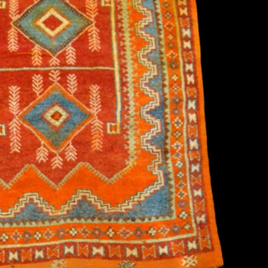 Berbère, Haut Atlas, Maroc, 133 cm x 267 cm, laine sur laine nouée main vers 1950-1960, superbe-photo-4