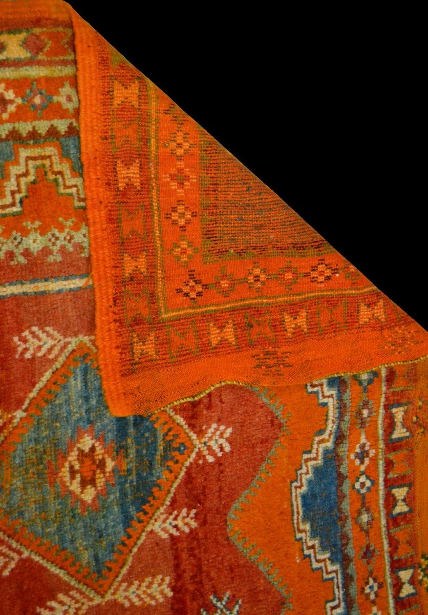 Berbère, Haut Atlas, Maroc, 133 cm x 267 cm, laine sur laine nouée main vers 1950-1960, superbe-photo-7