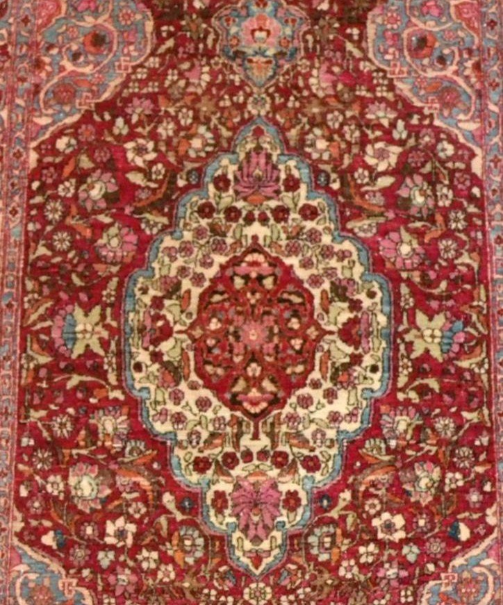 Fine & Old Ispahan, 130 Cm X 210 Cm, Hand-knotted Wool & Silk, Late 19th Century-photo-4