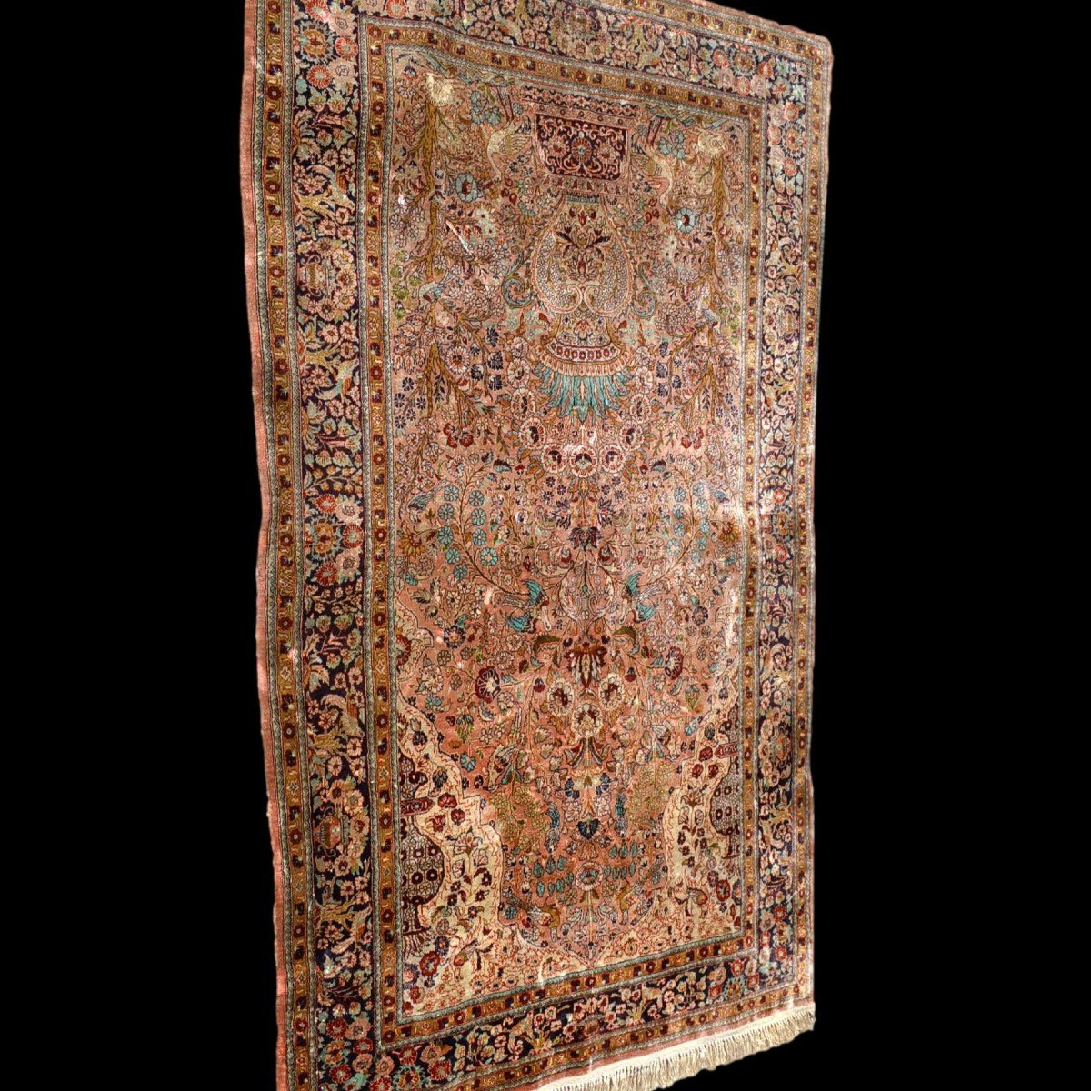 Chef d'Oeuvre du Cachemire, 90 cm x 162 cm, soie sur soie nouées main, un million de noeuds /m2-photo-3