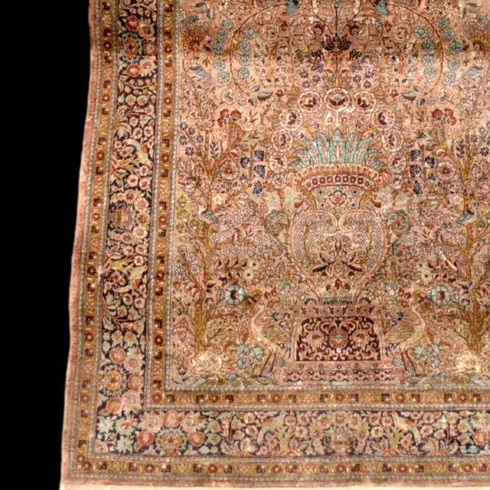 Chef d'Oeuvre du Cachemire, 90 cm x 162 cm, soie sur soie nouées main, un million de noeuds /m2-photo-4