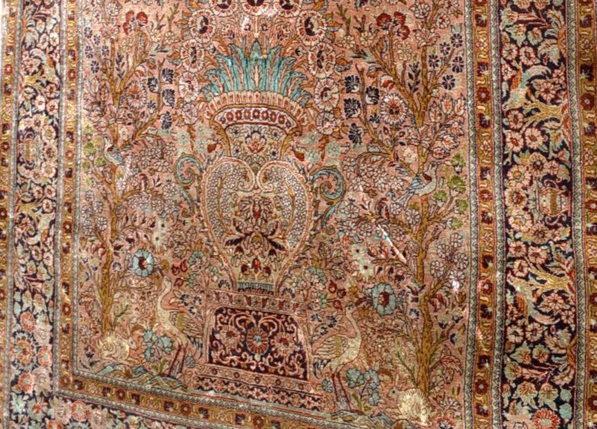 Chef d'Oeuvre du Cachemire, 90 cm x 162 cm, soie sur soie nouées main, un million de noeuds /m2-photo-6