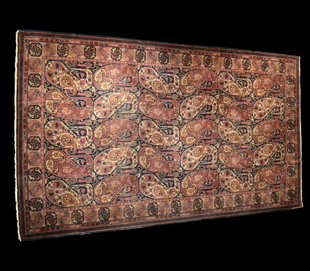 Tabriz, décor de Botehs, 165 cm x 288 cm, laine nouée main en Iran vers 1960, tapis de qualité-photo-3