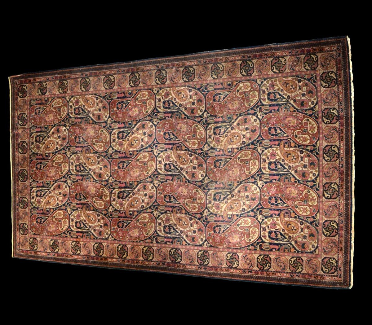 Tabriz, décor de Botehs, 165 cm x 288 cm, laine nouée main en Iran vers 1960, tapis de qualité-photo-4