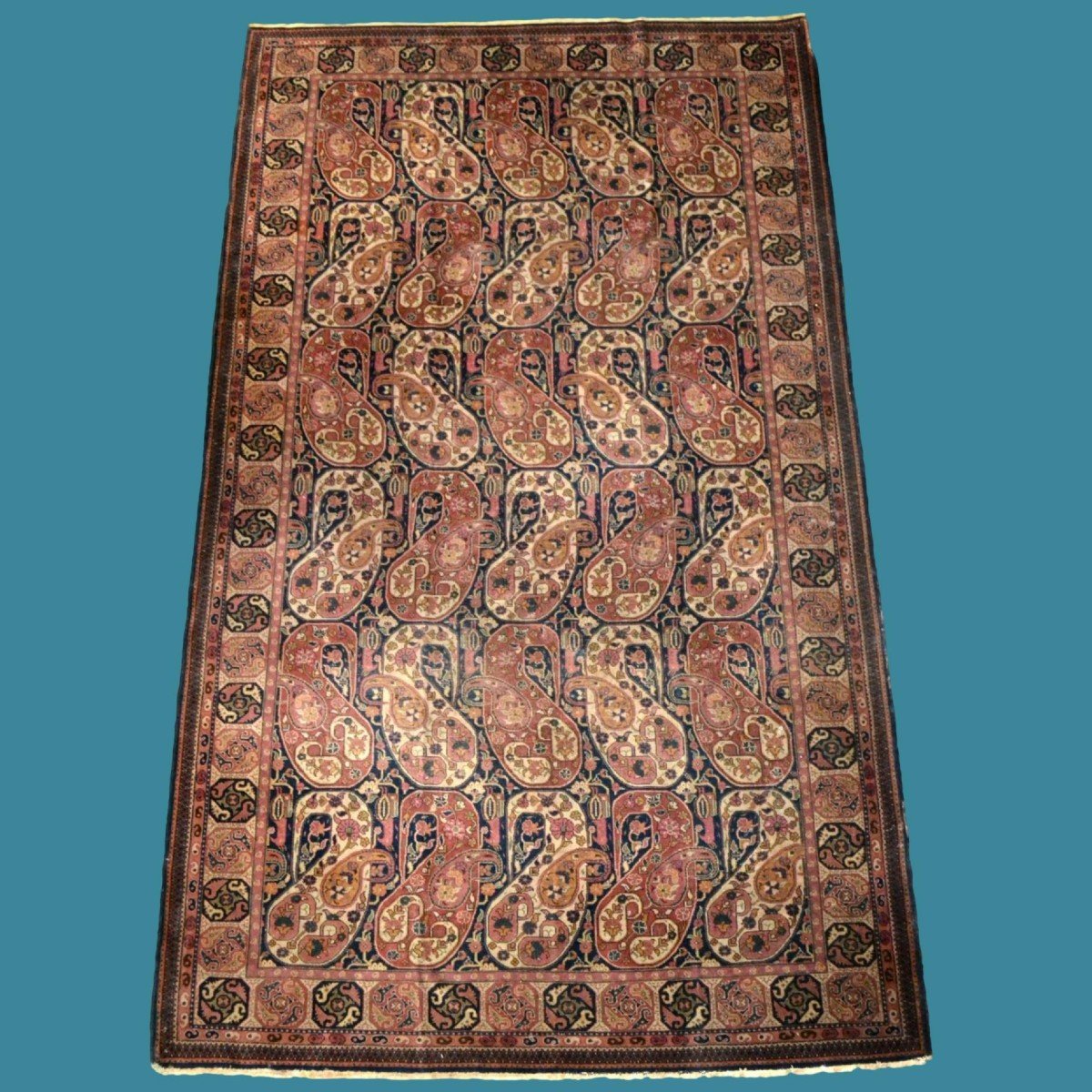 Tabriz, décor de Botehs, 165 cm x 288 cm, laine nouée main en Iran vers 1960, tapis de qualité-photo-8