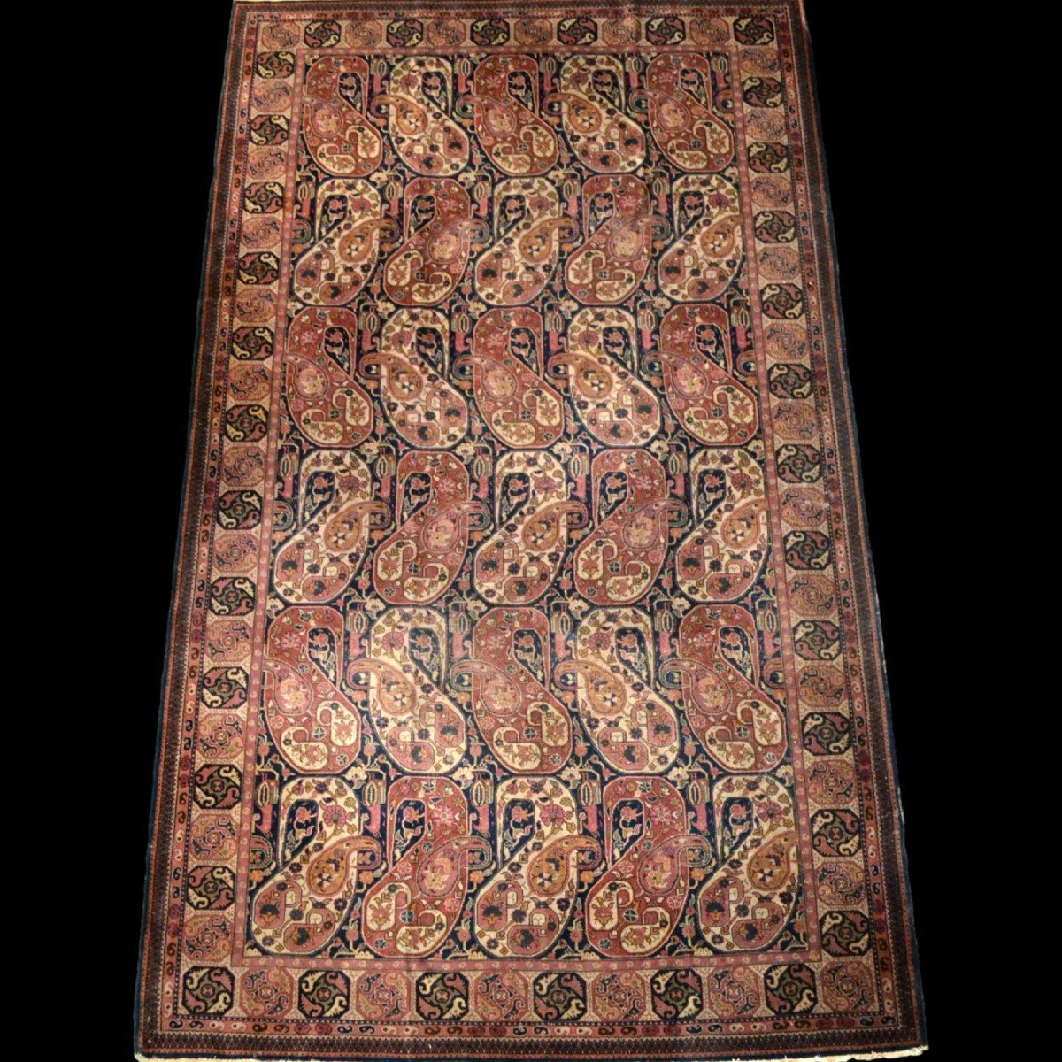 Tabriz, décor de Botehs, 165 cm x 288 cm, laine nouée main en Iran vers 1960, tapis de qualité