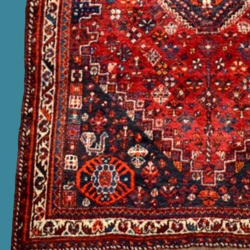 Gashghaï, 143 Cm X 222 Cm, Wool On Wool Hand-knotted In Iran Around 1960, In Superb Condition-photo-5