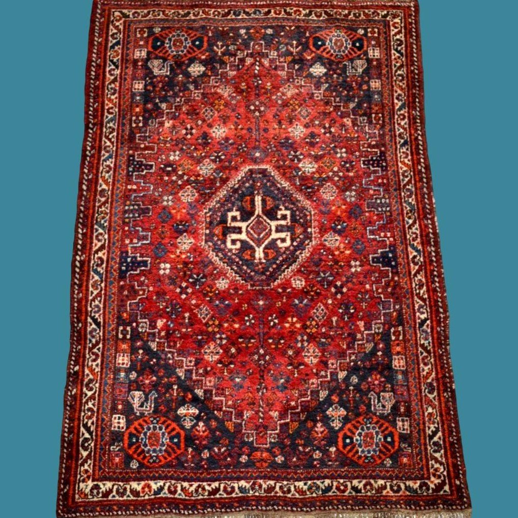 Gashghaï, 143 Cm X 222 Cm, Wool On Wool Hand-knotted In Iran Around 1960, In Superb Condition