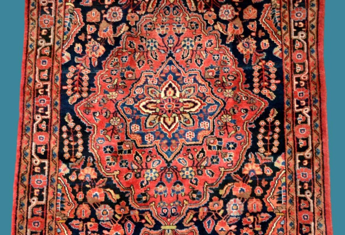 Malayer, Persan, décor floral, 123 x 203 cm, laine nouée main vers 1970 en Iran, très bon état-photo-4