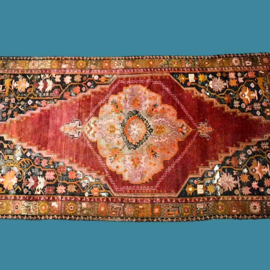 Dazkiri, Ancient Turkish, 130 Cm X 250 Cm, Wool On Wool Hand-knotted In Turkey In The 19th Century-photo-2