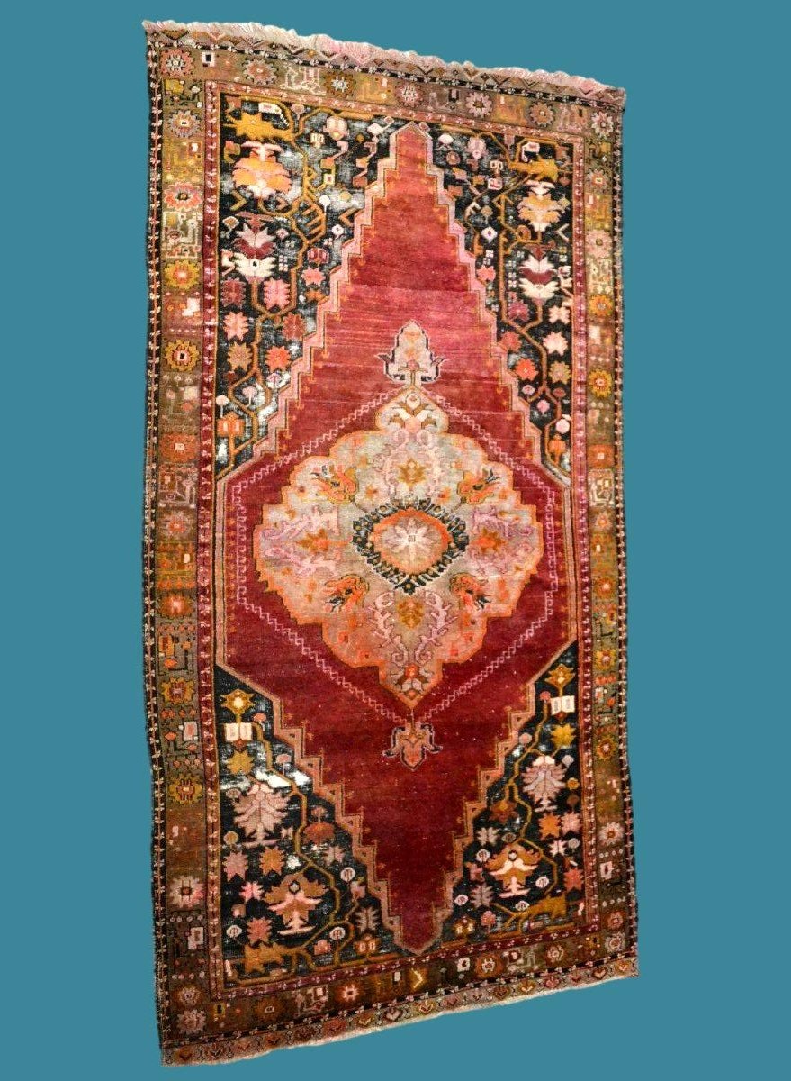 Dazkiri, Turc ancien, 130 cm x 250 cm, laine sur laine nouées main en Turquie au XIXème siècle-photo-3